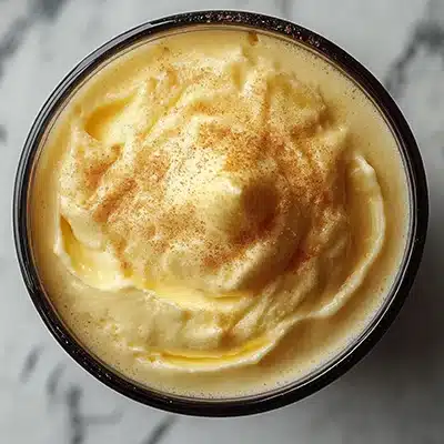 Cremoso zabaione visto dall’alto in bar