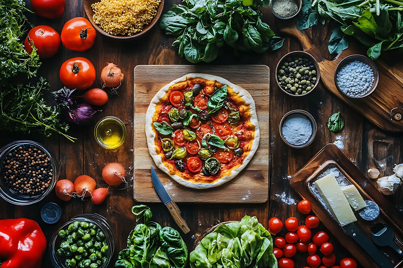 Pizza di una pizzeria a Bologna con ingredienti freschi Pizza di una pizzeria a Bologna con ingredienti freschi